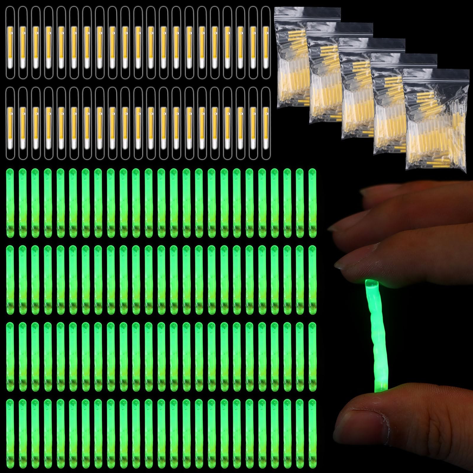 600 Pcs Fishing Glow Sticks Bulk for Bobbers 1.5 Inch Mini Glow Sticks Night ...