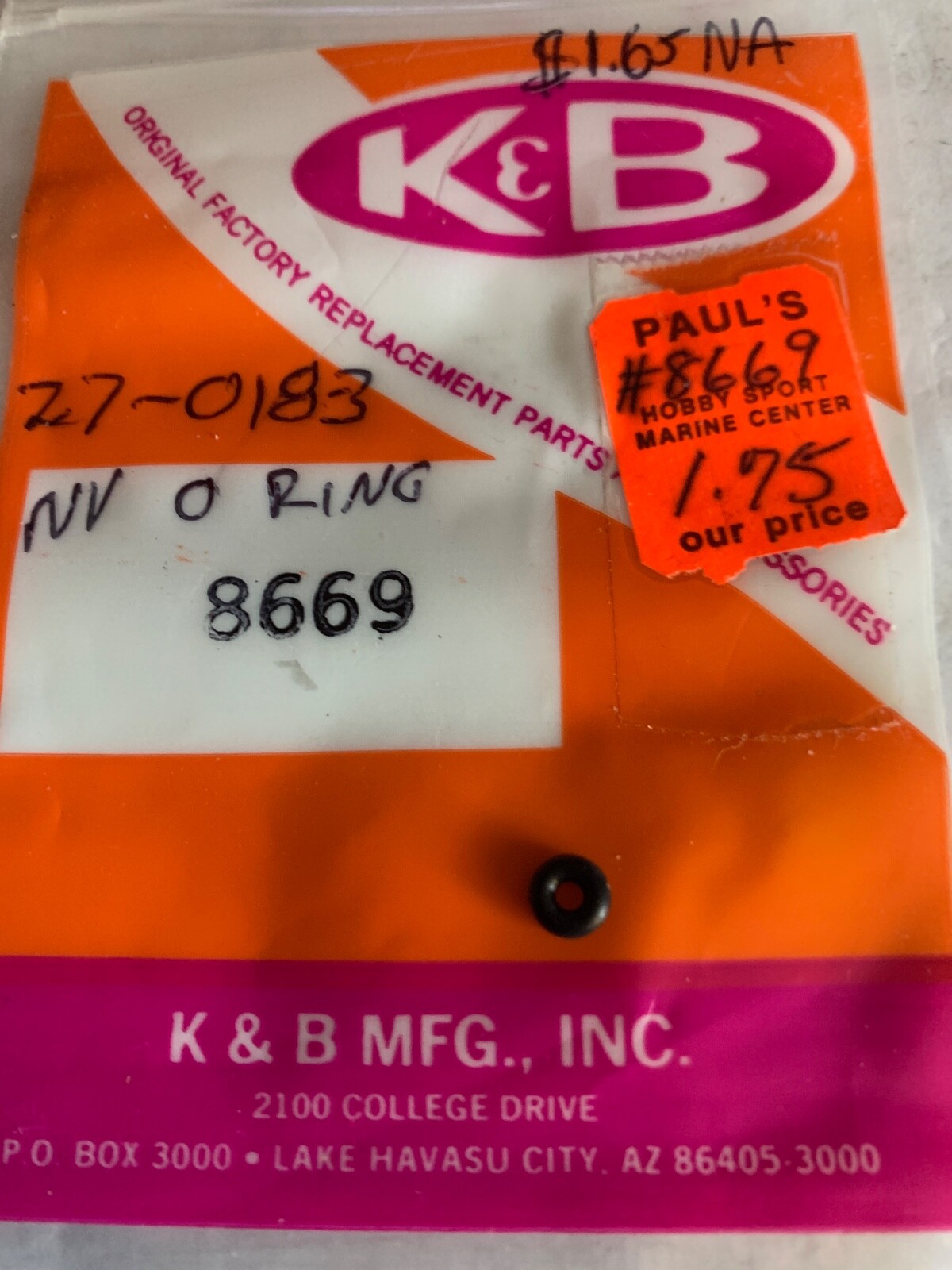 K & B Mecoa Engines Needle Valve “O” Ring # 8669 NOS HTF