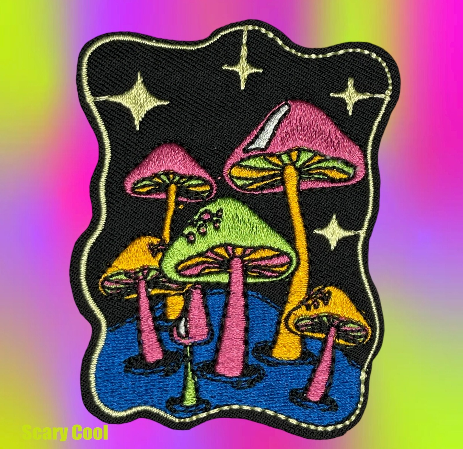 New Mushrooms Shrooms Psychedelic Hippy Embroidered Biker Iron On Patch