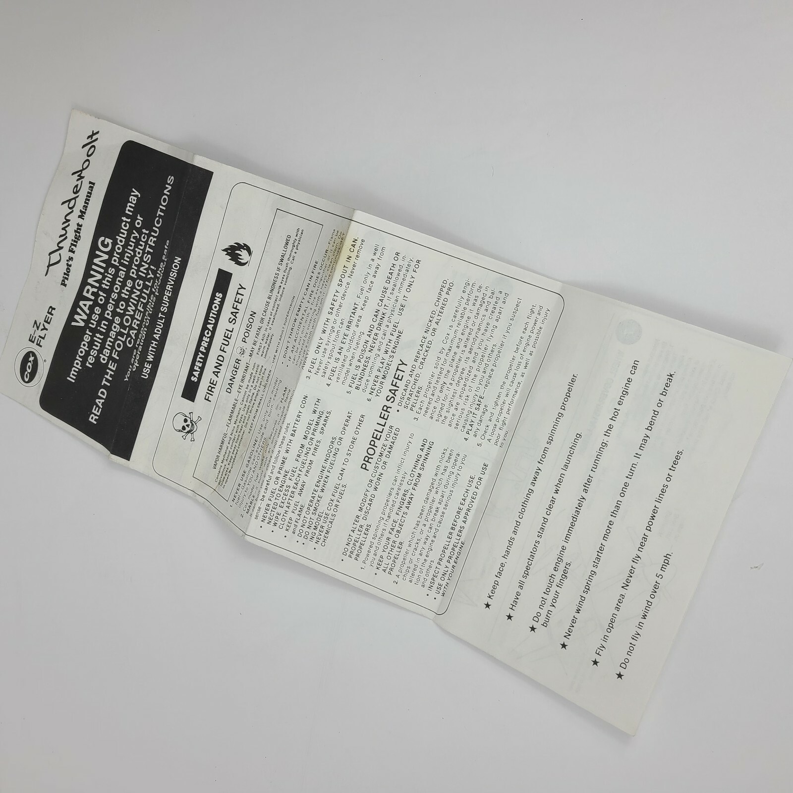 COX Vintage E-Z Flyer -Thunderbolt- Pilot's Flight Manual Complete, Good Cond.