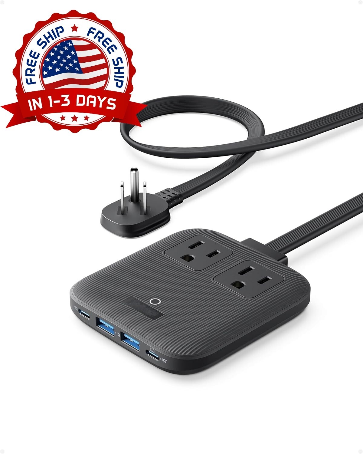 Regleta De Enchufes Con Abrazadera De Escritorio 6 En 1 67 W Máx USB Tipo C NEW.