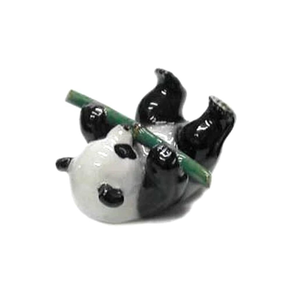 Northern Rose Panda Cub with Feet Up Animal - Miniature Porcelain Figurine