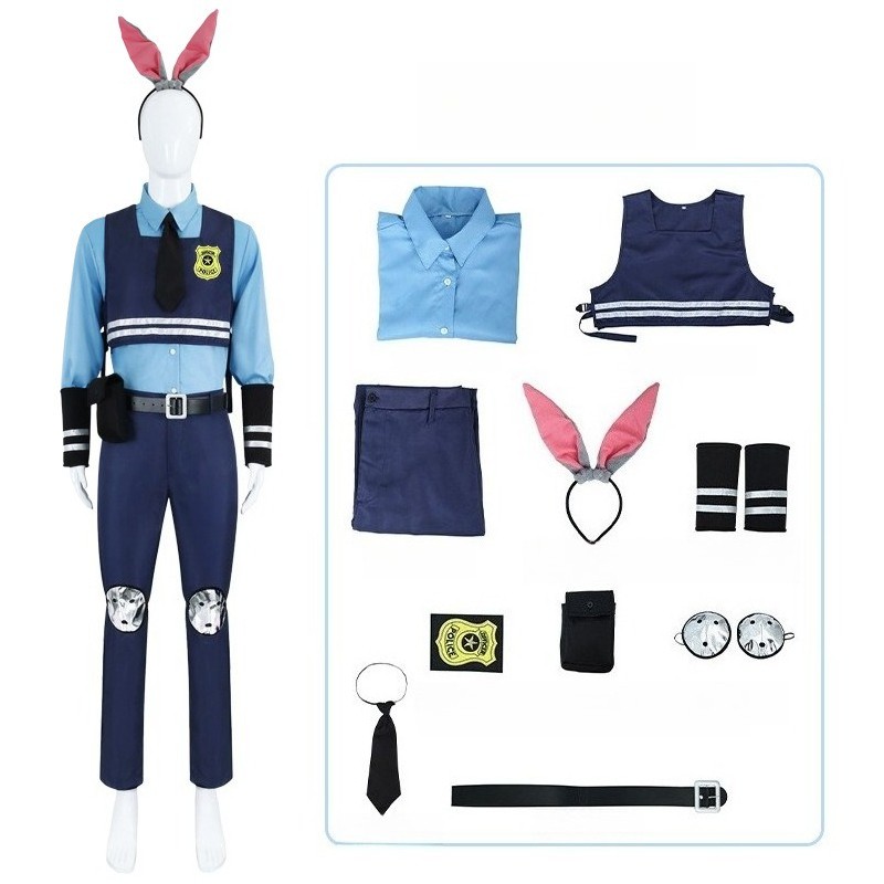 Zootopia Judy Hopps Cosplay Costume Full Set with Badge for Men