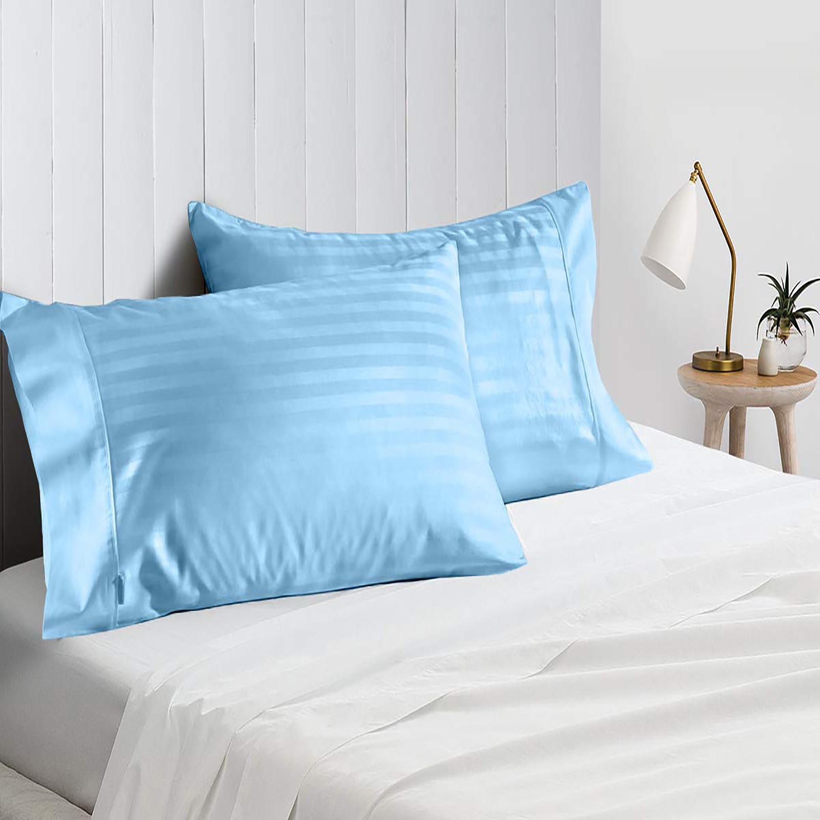 Egyptian Cotton Extra Deep Pocket Sheets 1000 Thread Count - Sky Blue Stripe