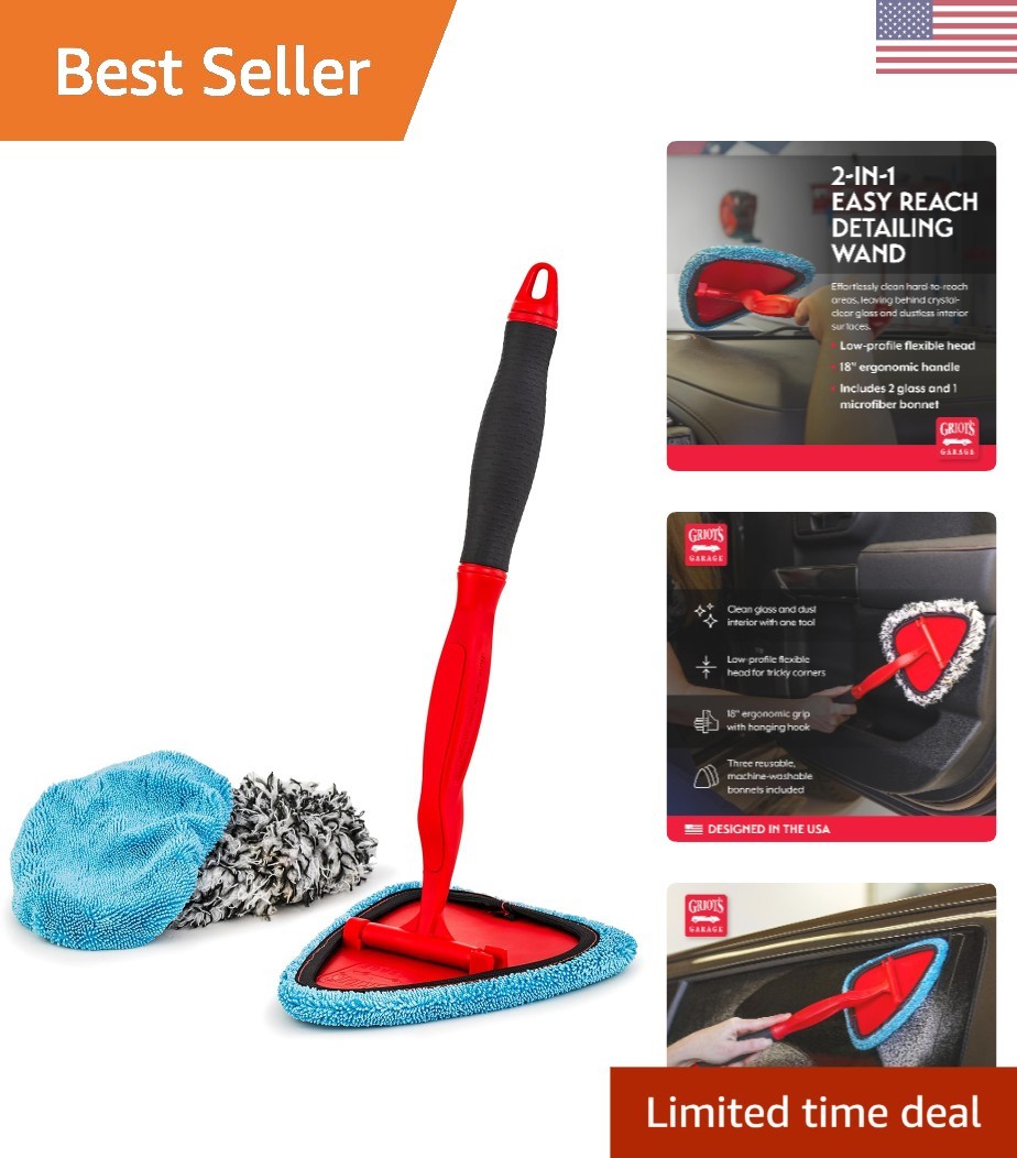 Microfiber Detailing Wand - 18" Extended  for Effortless Vehicle Cleaning