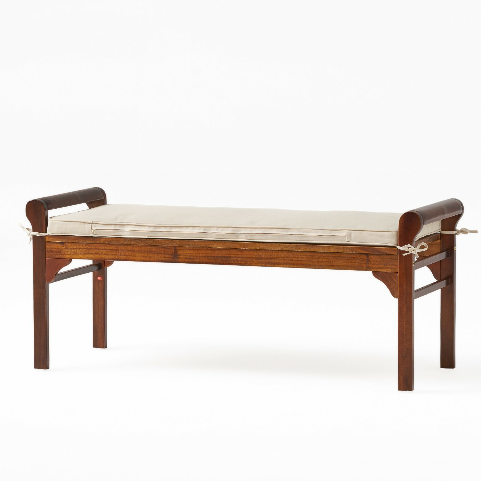 Dixon Rustic Acacia Wood Bench with Cushion