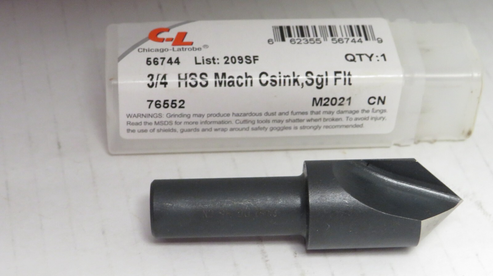 CHICAGO-LATROBE COUNTERSINK 56744: 3/4" HEAD DIA 82º HIGH SPEED STEEL RH CUT