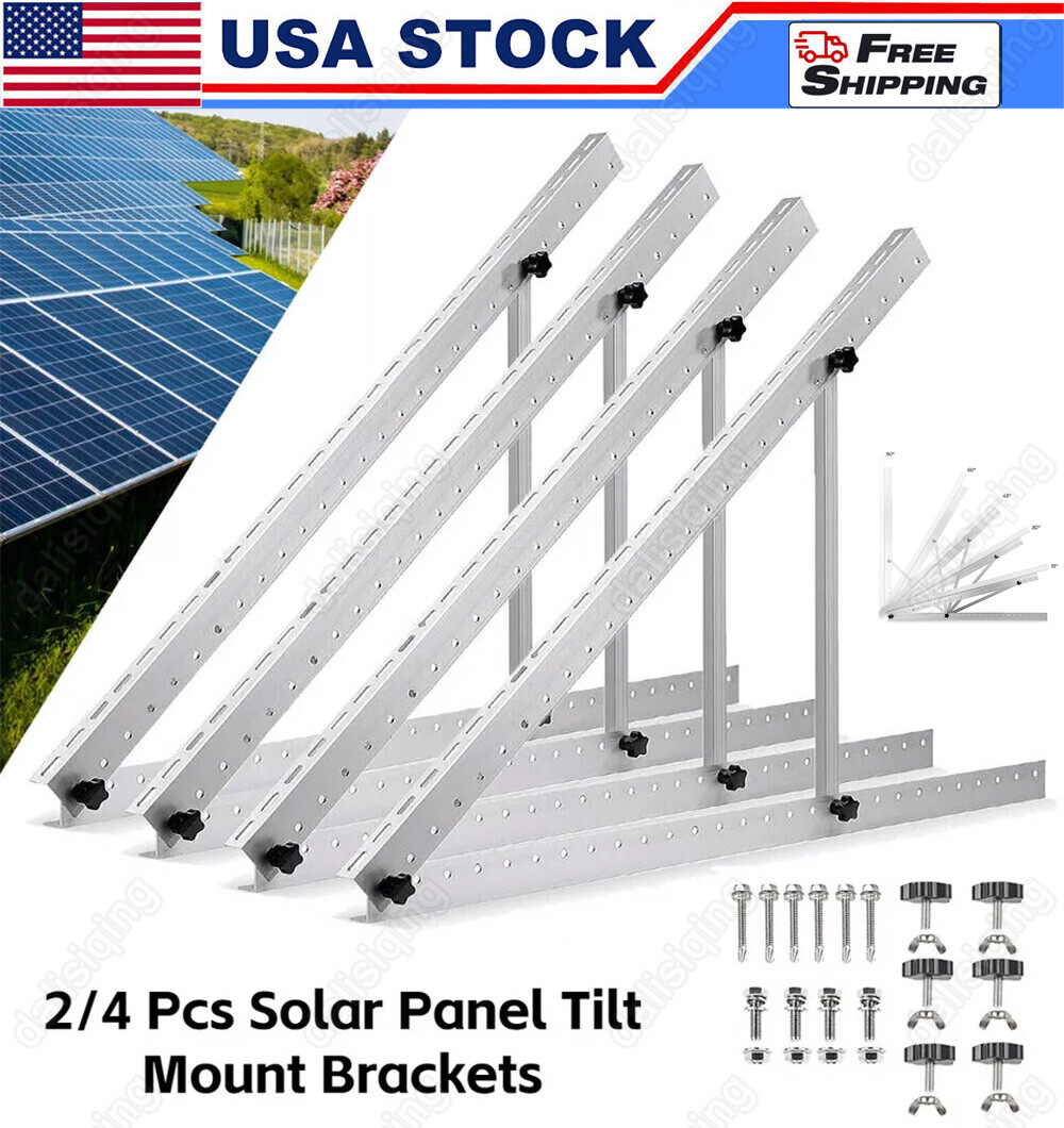 Solar Panel RV Tilt Mount (1/2 Pair) Brackets Roof Flat Surface Adjustable Frame