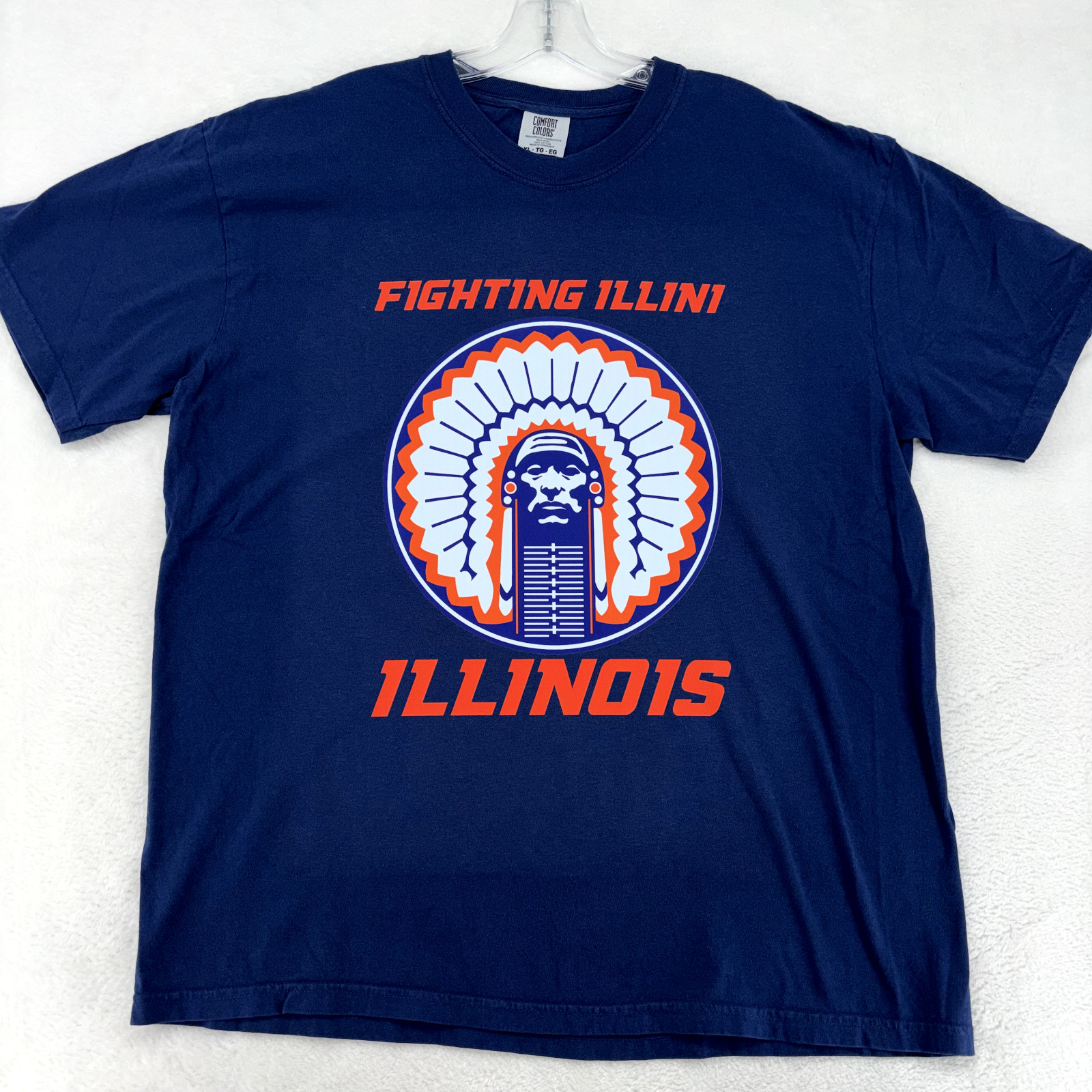 Fighting Illini Chief Illiniwek Comfort Colors T-Shirt Blue,Orange & Black UI