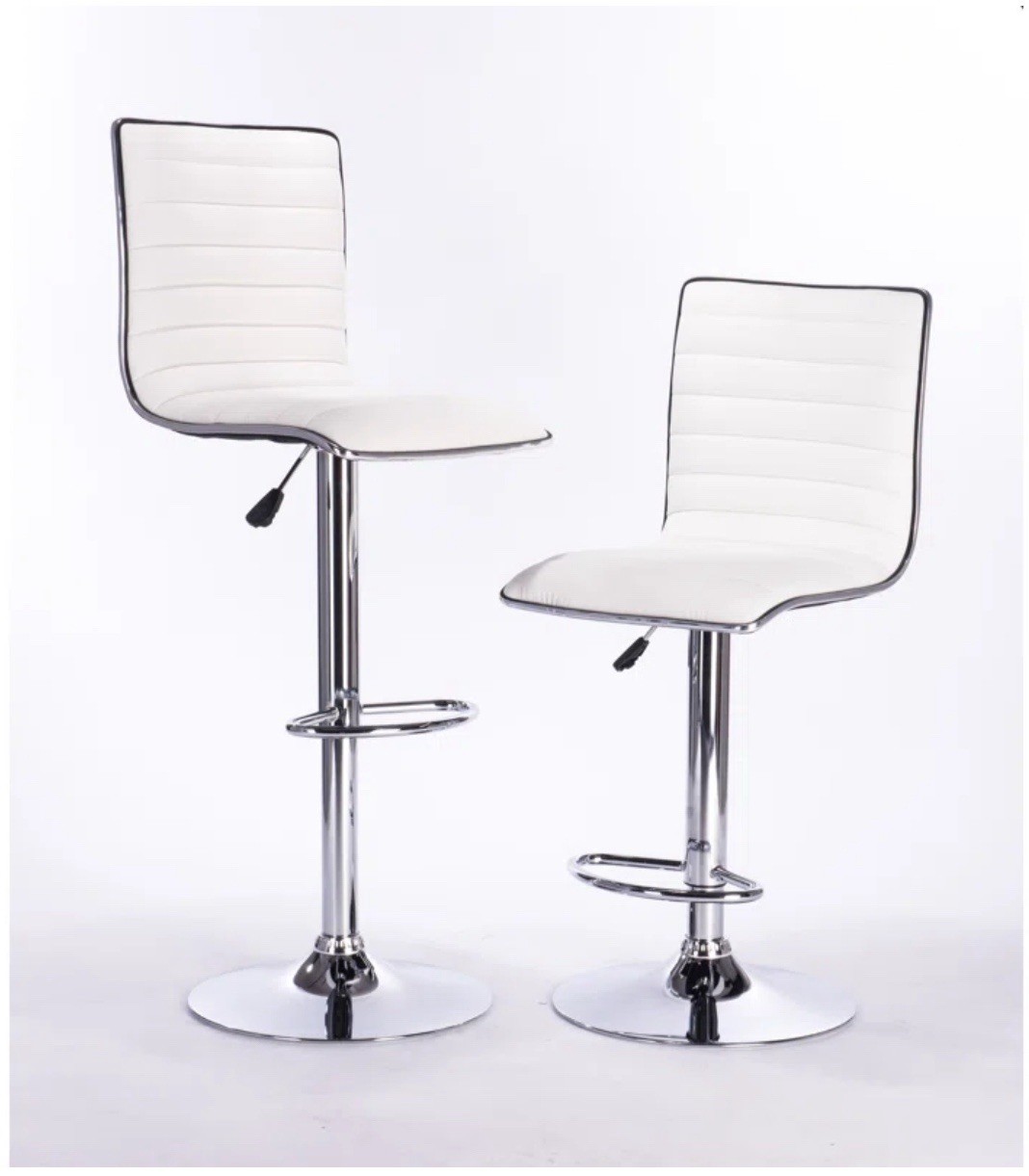 White Adjustable Height Bar Stools