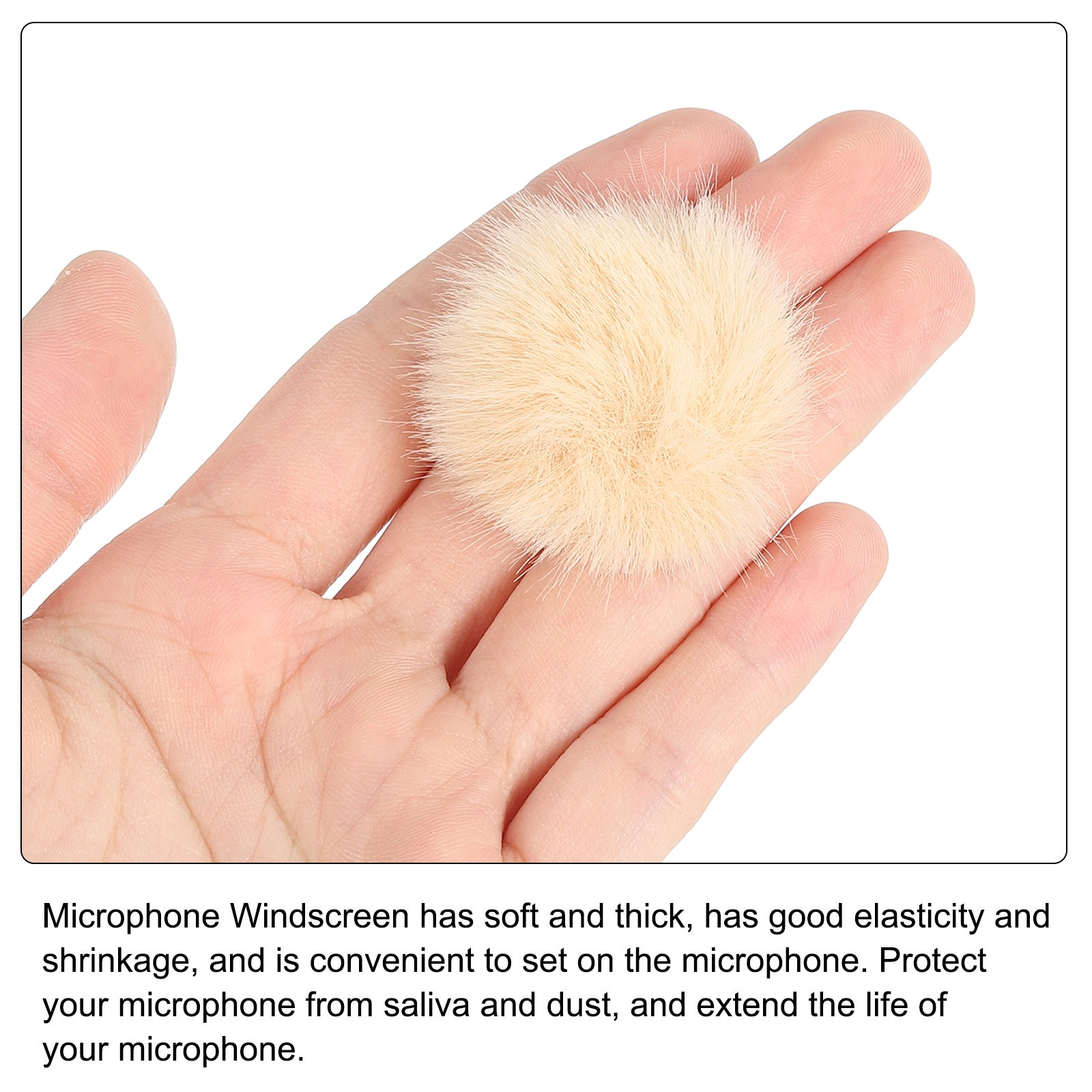 Furry Microphone Windscreen 5mm x 55mm for Microphone Khaki 4 Pack