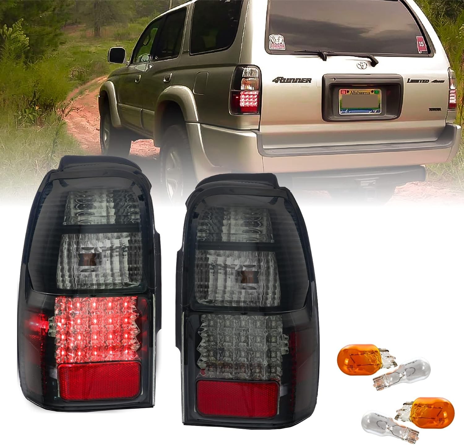 USR DEPO 96-02 4 Runner Tail Lights - Plug and Play Smoke LED Rear Tail Lamps Se