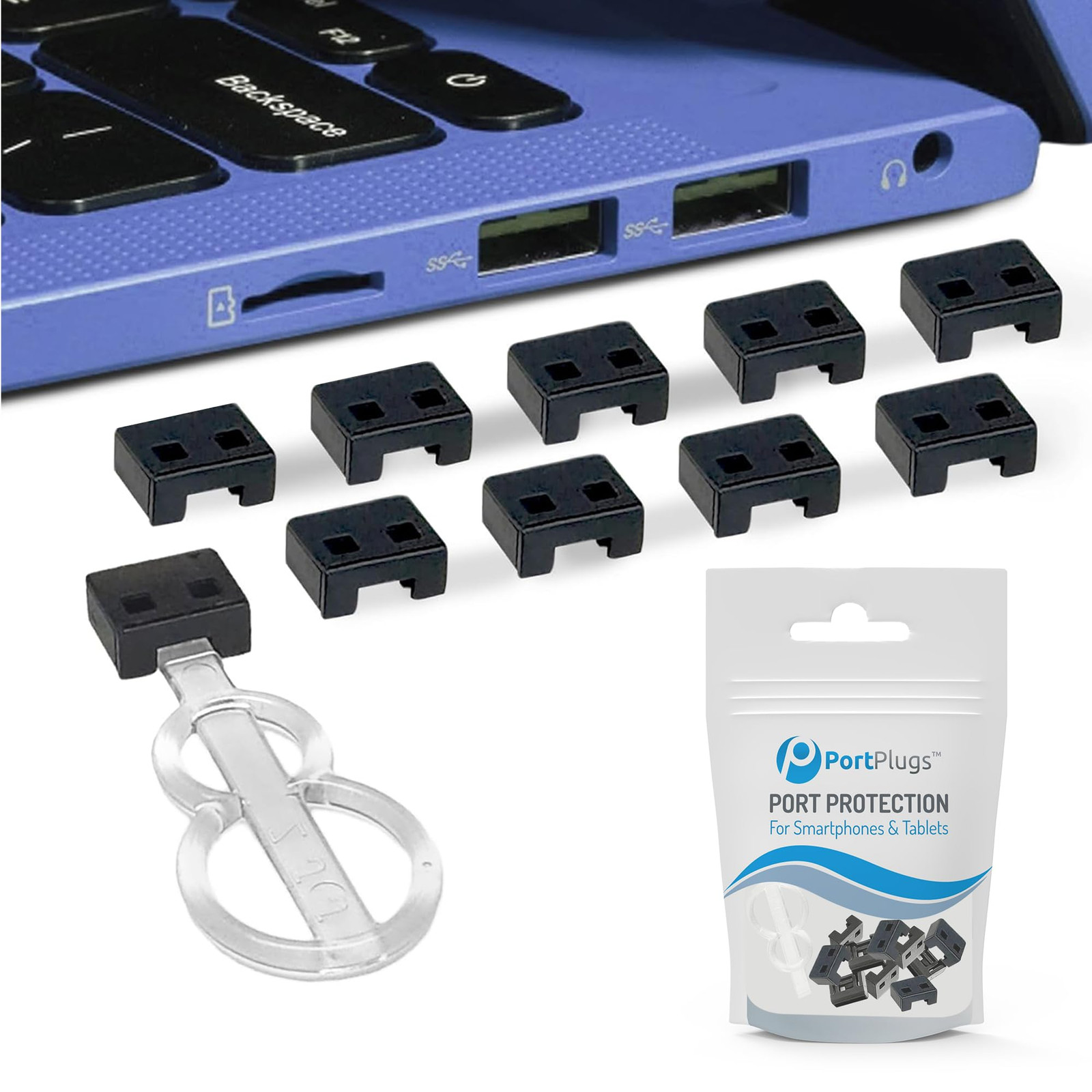 USB-A Port Blockers - Key Lock USB Security for PC, Laptop & Notebook - Remov...