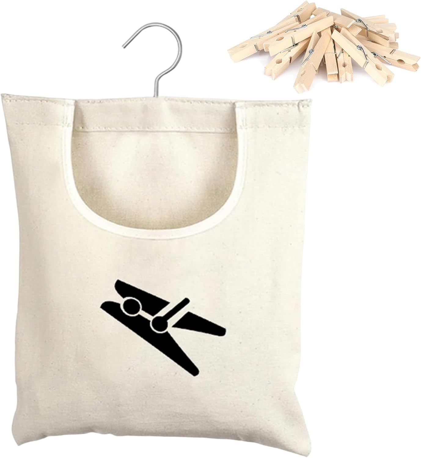 Laundry Clothespin Bag, 12 X 11 in Hang on Line Clothes Pin Hanging Bag
