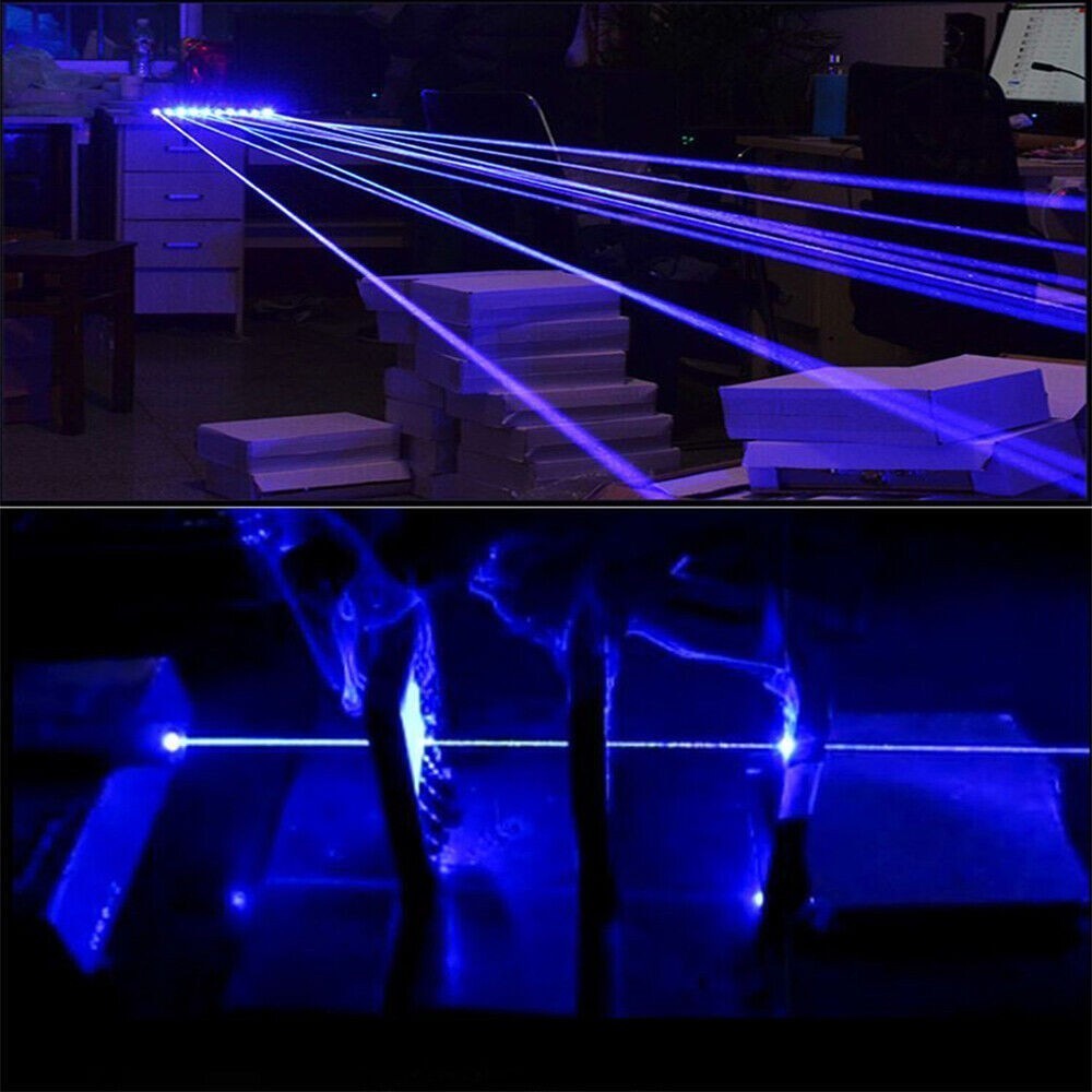 Adjustable High Power Blue Laser Burning Light Pointer Visible Dot Torch Light