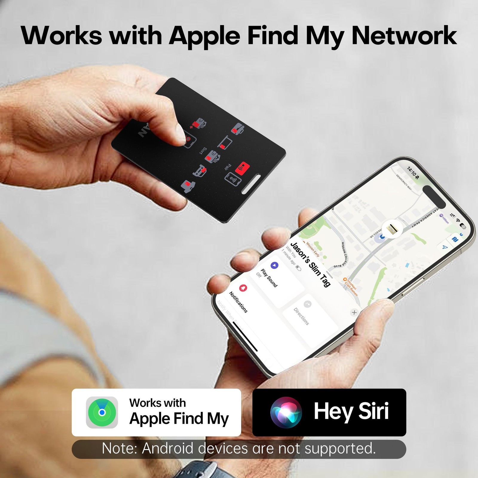 Wallet Tracker Card,Bluetooth Tracker Finders Works with Apple Find My (iOS o...