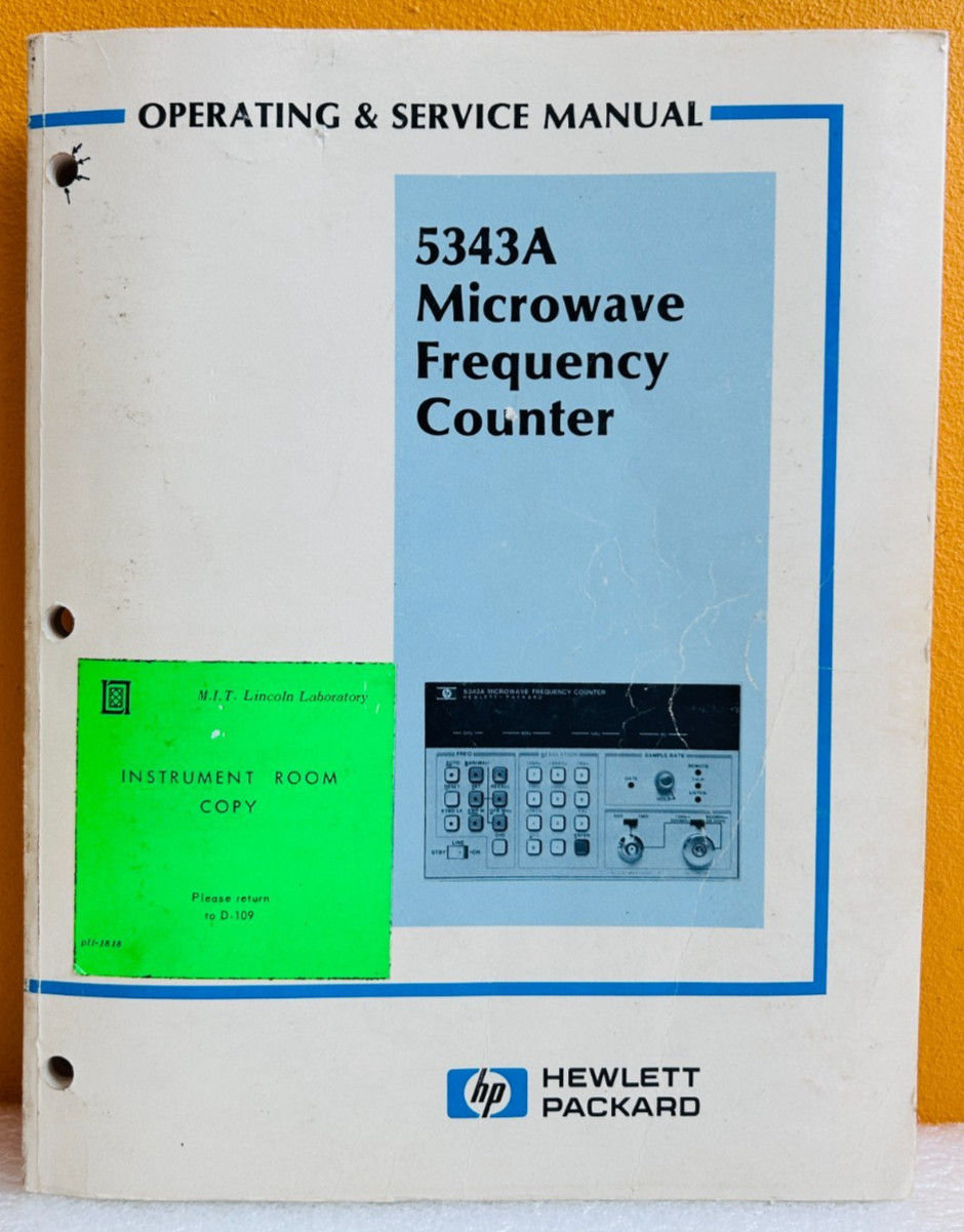 HP 05343-90007 Model 5343A Microwave Frequency Counter Oper & Service Manual.