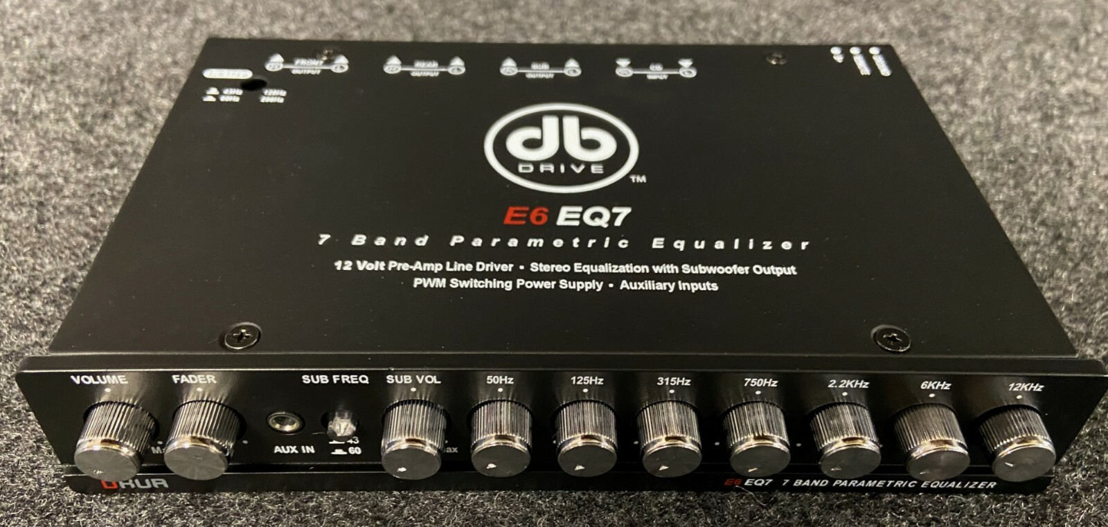 DB DRIVE OKUR E6 EQ7 7-BAND PARAMETRIC EQUALIZER 3 RCA OUTPUTS FRONT/REAR/SUB