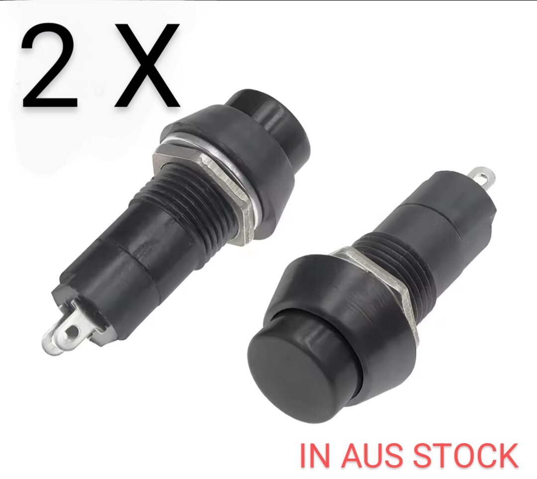 2PCS 12mm Black LATCHING Push Button Switch (ON)-OFF 2 Pin 3A 250V