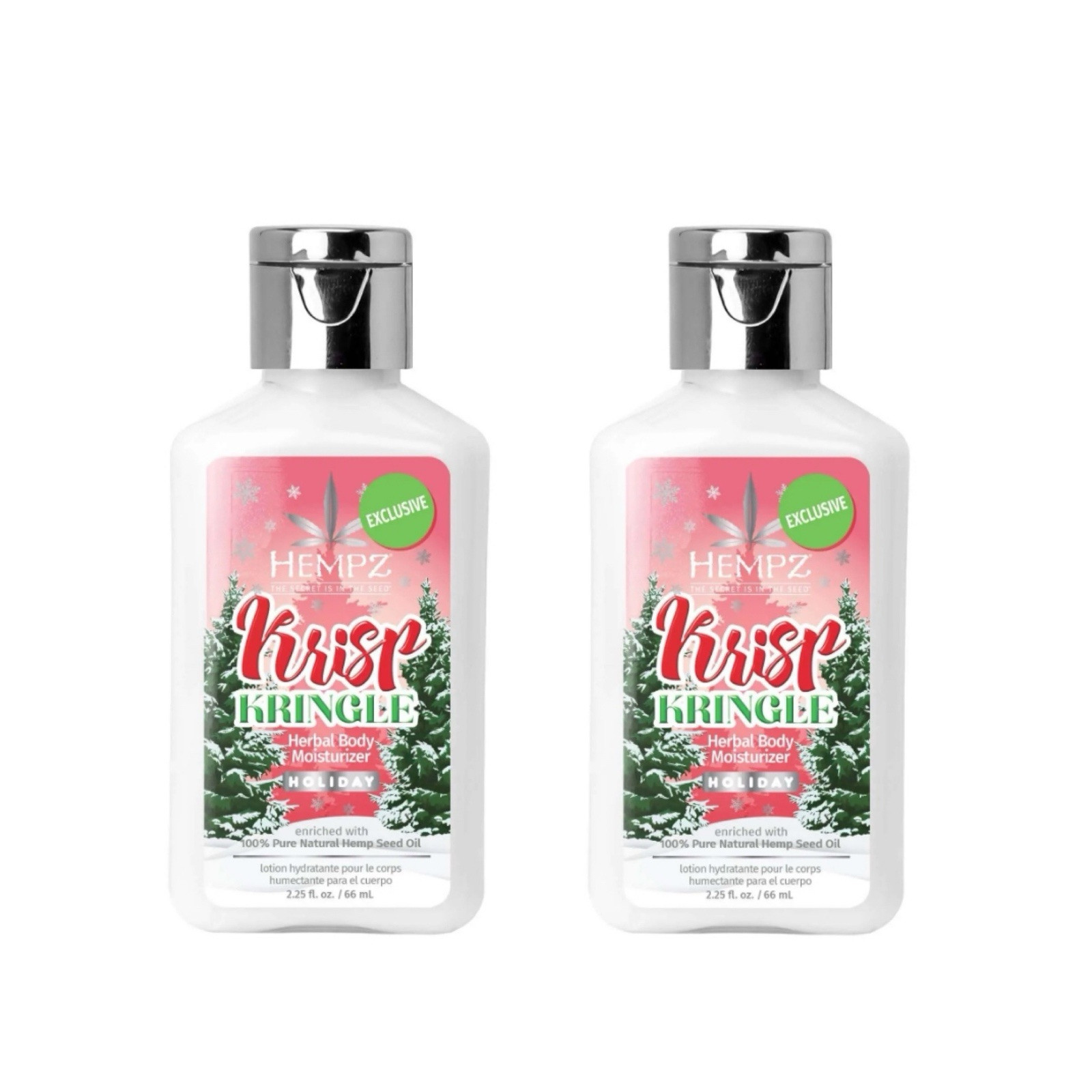 2 x Hempz Krisp Kringle Herbal Body Moisturizer Mini 2.25oz