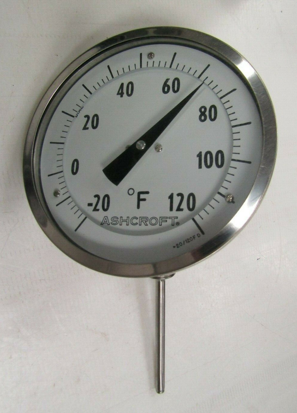 🔥 ASHCROFT -20ºF TO 120ºF GAUGE 3-1/4" STEM 4-1/2" FACE BI DIRECTIONAL