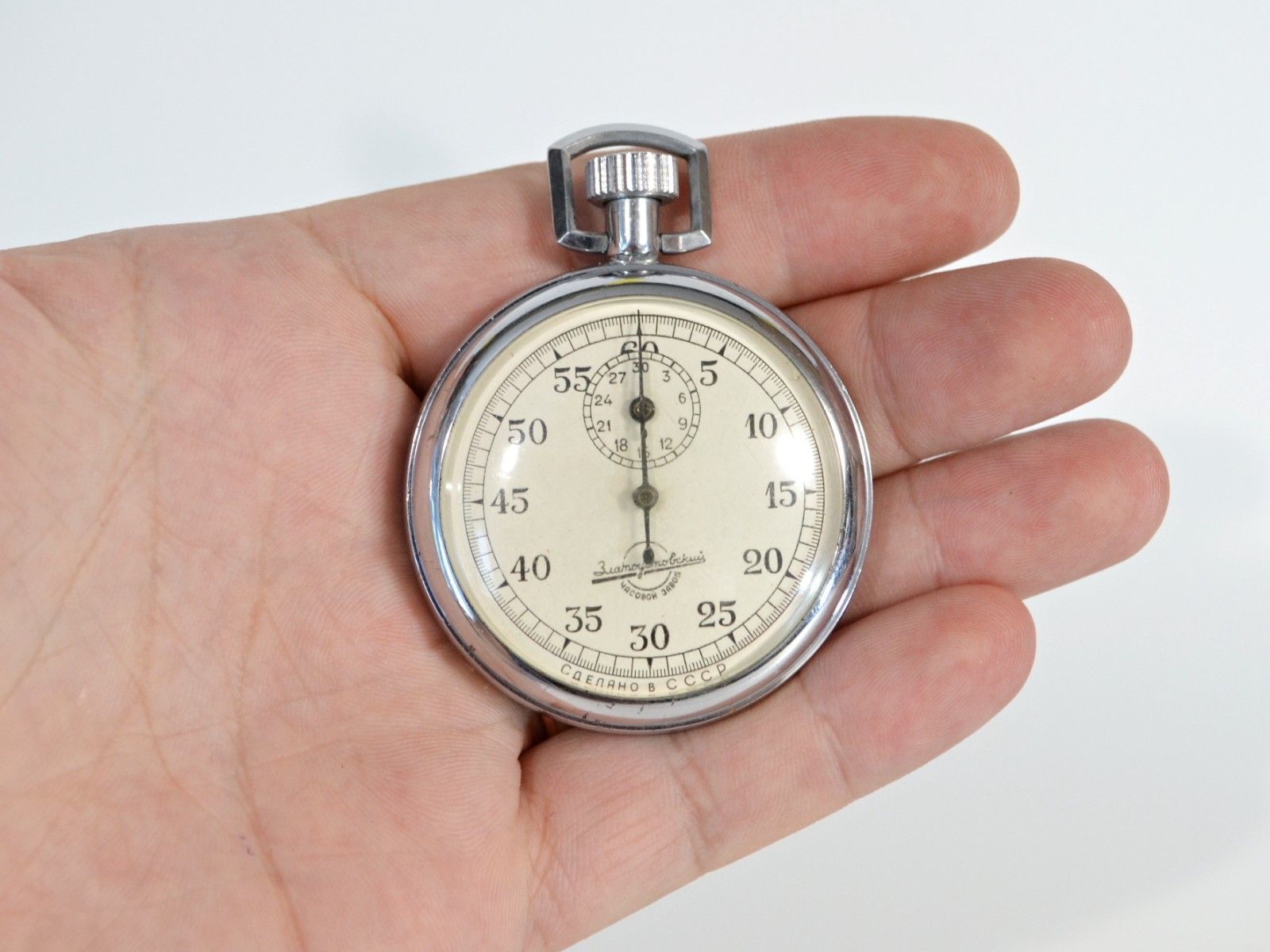 Vintage Soviet Zlatoust CHZ Agat Mechanical Stopwatch Serviced USSR CCCP