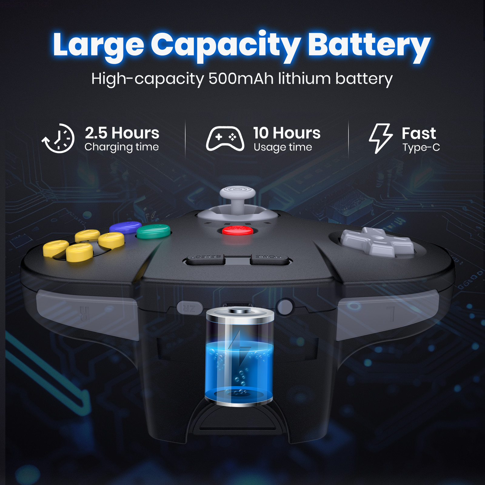 Wireless N64 Rechargeable Controller for Nintendo 64 Switch PC Mac Window