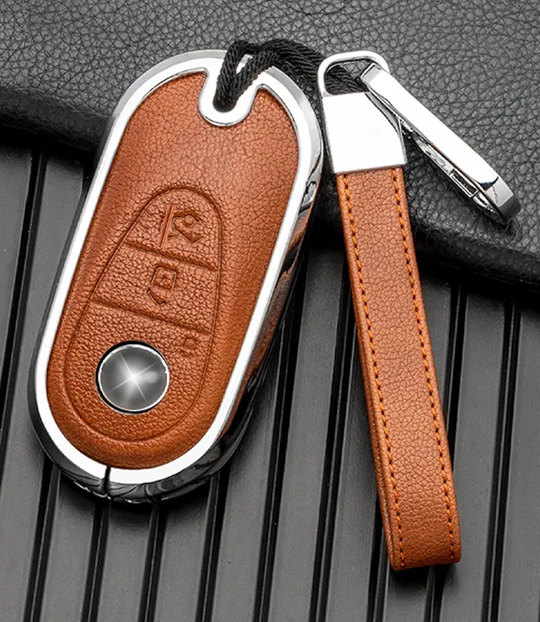 Mercedes Benz Key Fob Cover Leather Alloy AMG A C E S CLS GLE SL GT CLA Class