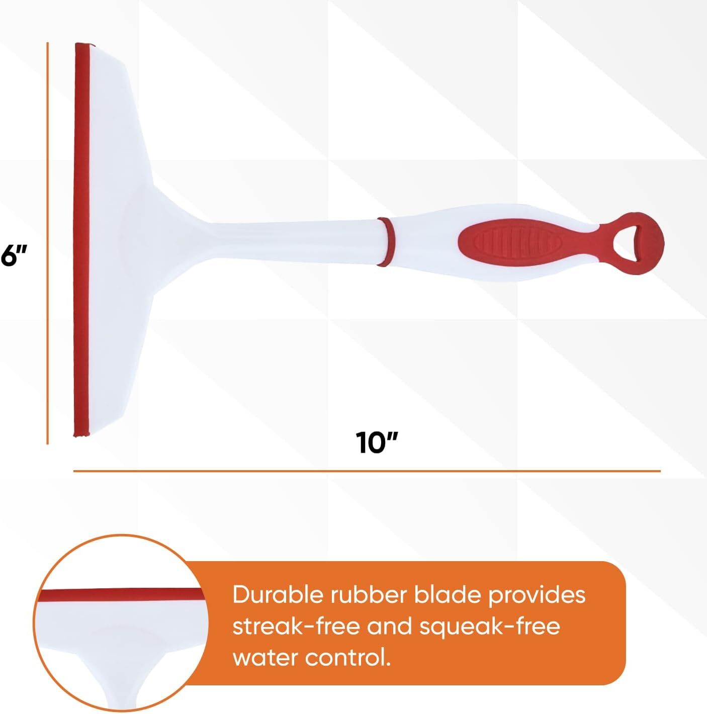 Superio 6" Window Rubber Squeegee with Hanging Loop, Red