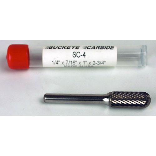 Carbide Burr (SC-4) Cylindrical Ball Nose - Single Cut - 1/4 x 7/16 x 1 x 2 3/4