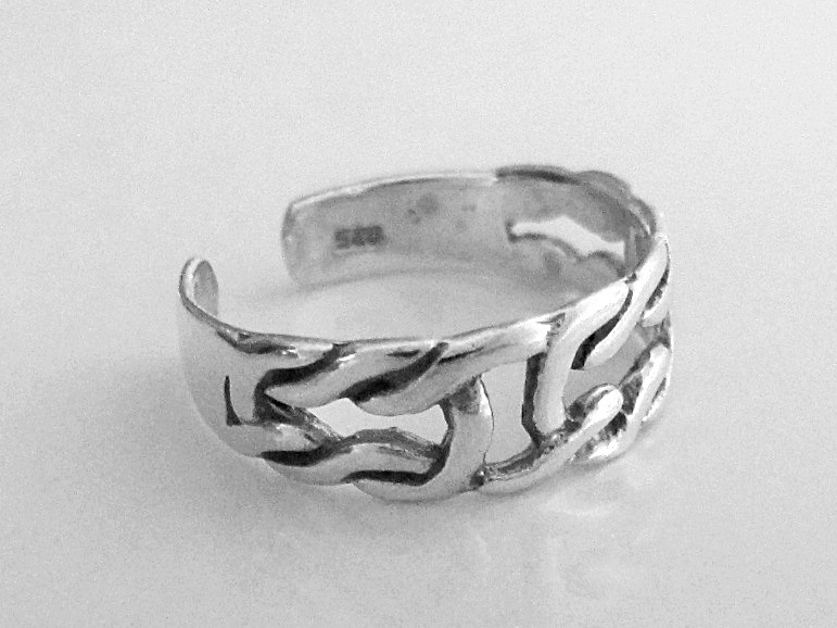 Sterling Silver square knots dainty size small adjustable toe ring