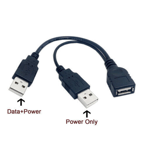 Dual USB 2.0 A Male to USB 2.0 Female A Extra Power Data Y Cable USB Cable