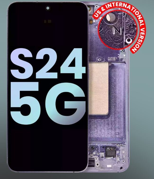 OEM Original Samsung Galaxy S24 5G Oled Display Screen Service Pack Frame Violet