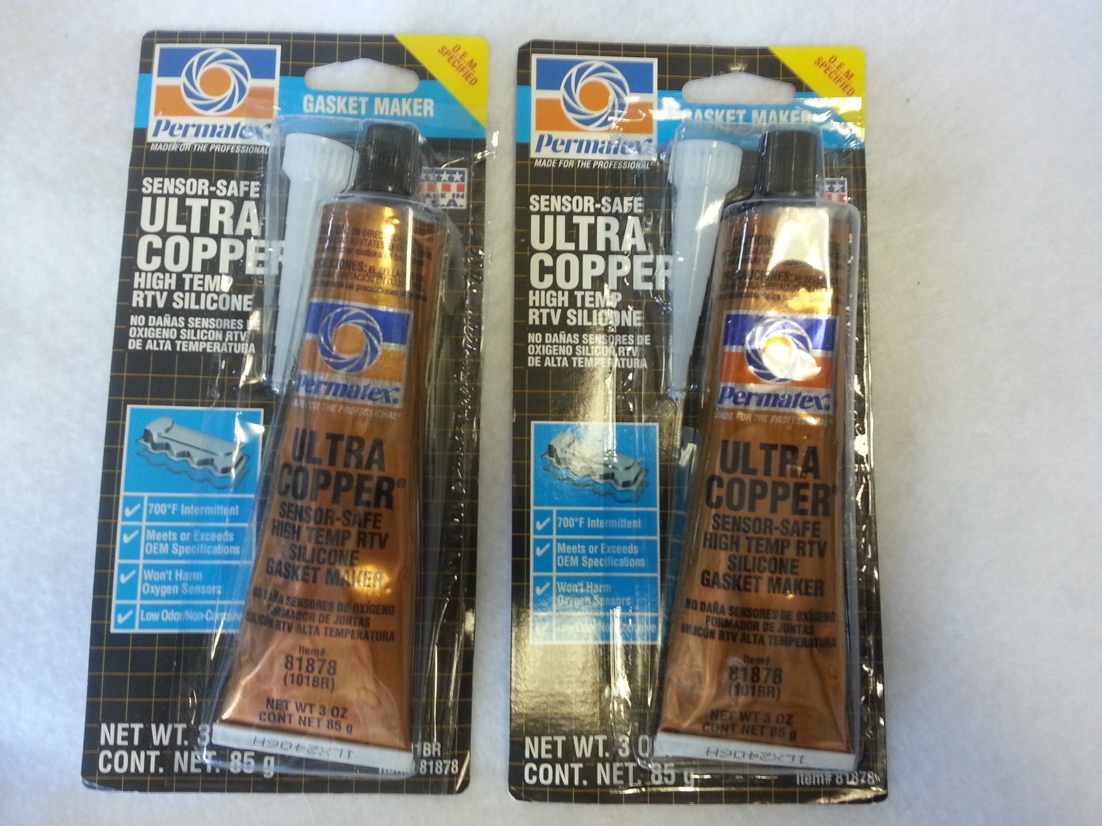 2x PERMATEX Ultra Copper Sensor Safe High-Temp RTV Silicone Gasket Maker 3oz