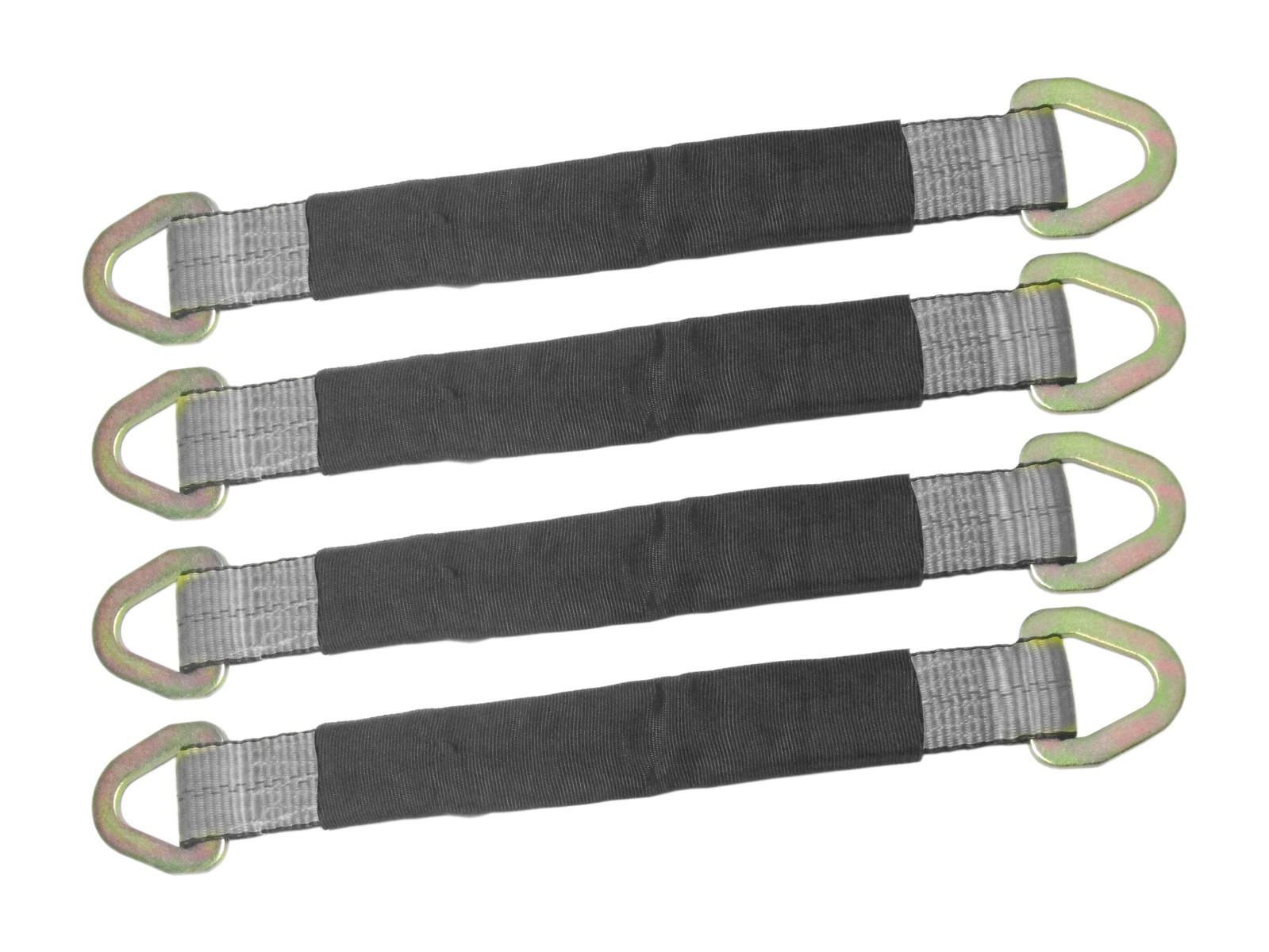 4 Pack 2" x 21" Silver Axle Straps with Triangle D Rings Car Tie Down Tow 3335#