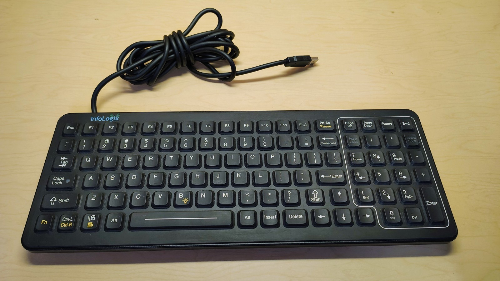 INFOLOGIX IKEY SLK-101-USB-INFO INDUSTRIAL KEYBOARD TEXAS PERIPHERALS H2O RESIST