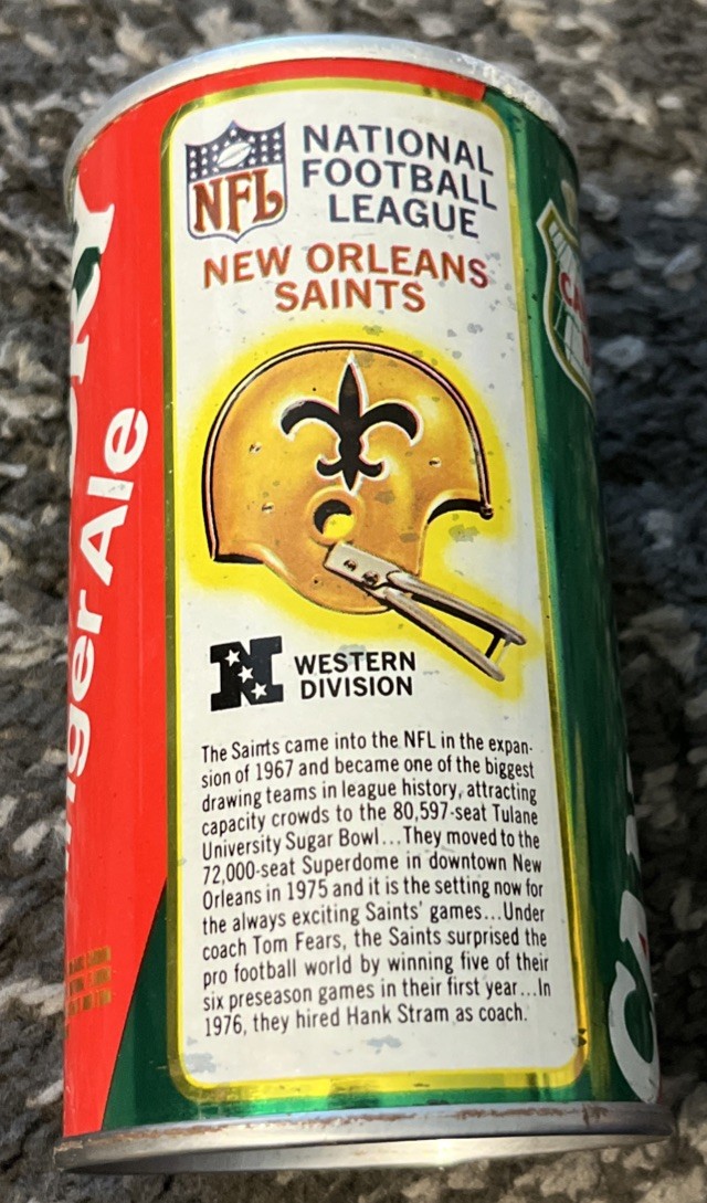 CANADA DRY GINGER ALE NEW ORLEANS SAINTS STRAIGHT STEEL HELMET CAN
