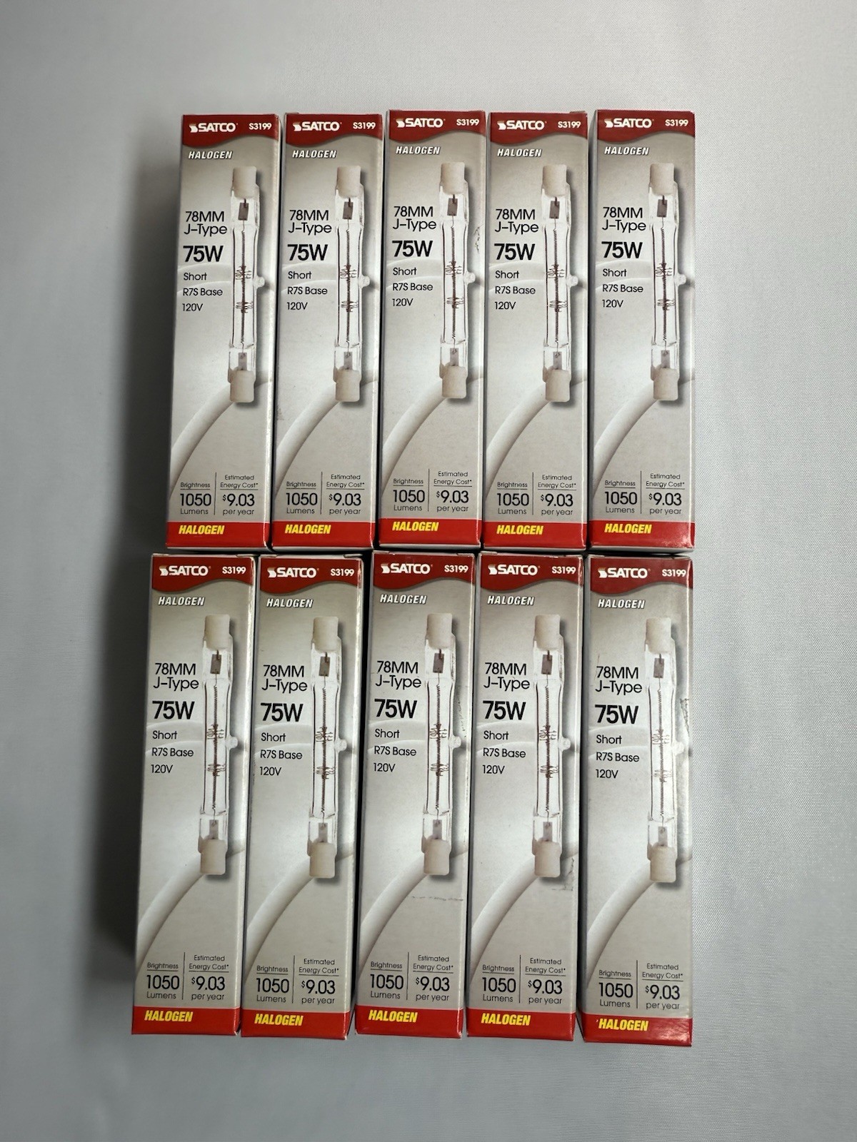 Satco S3199 75WT3Q/CL/R7S/120V 78MM J-Type 120V R7S Base - 10 PACK