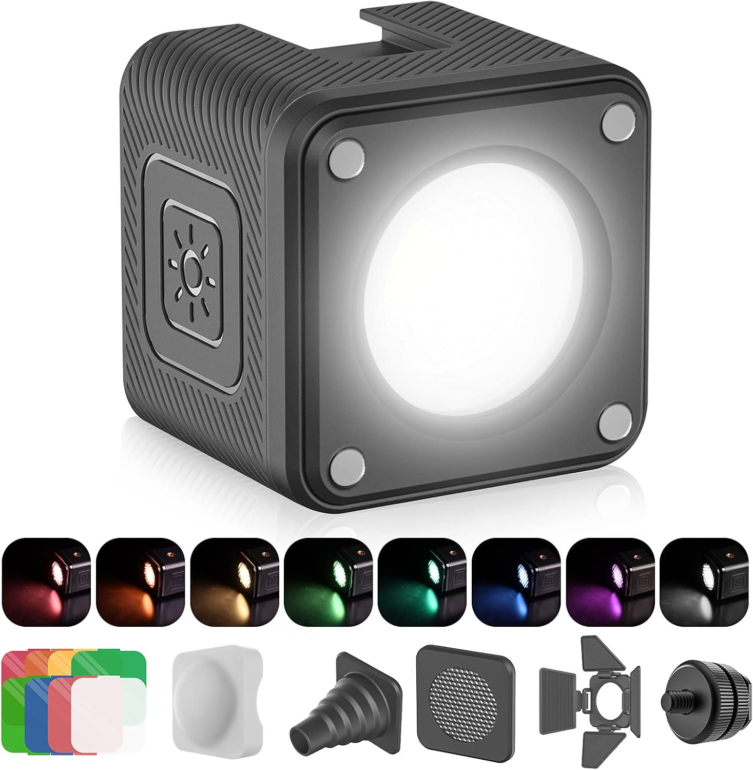 LED Video Light Waterproof IP68 Camera Lighting Kit Mini Cube with 8 Color Gel F