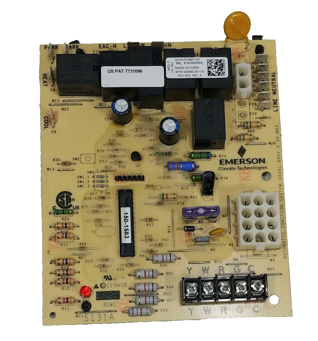 PCBBF134 GUARANTEED WORKING Emerson 150-1583 Furnace Control Board 50M56-281