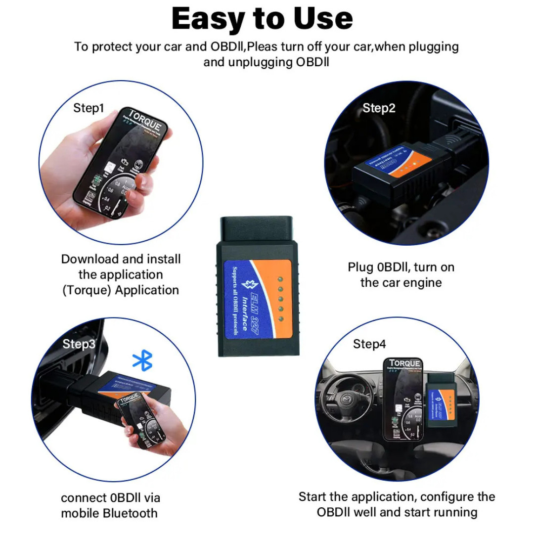 ELM327 OBD2 Scanner Bluetooth Car Diagnostic Tool Code Reader For Android /IOS