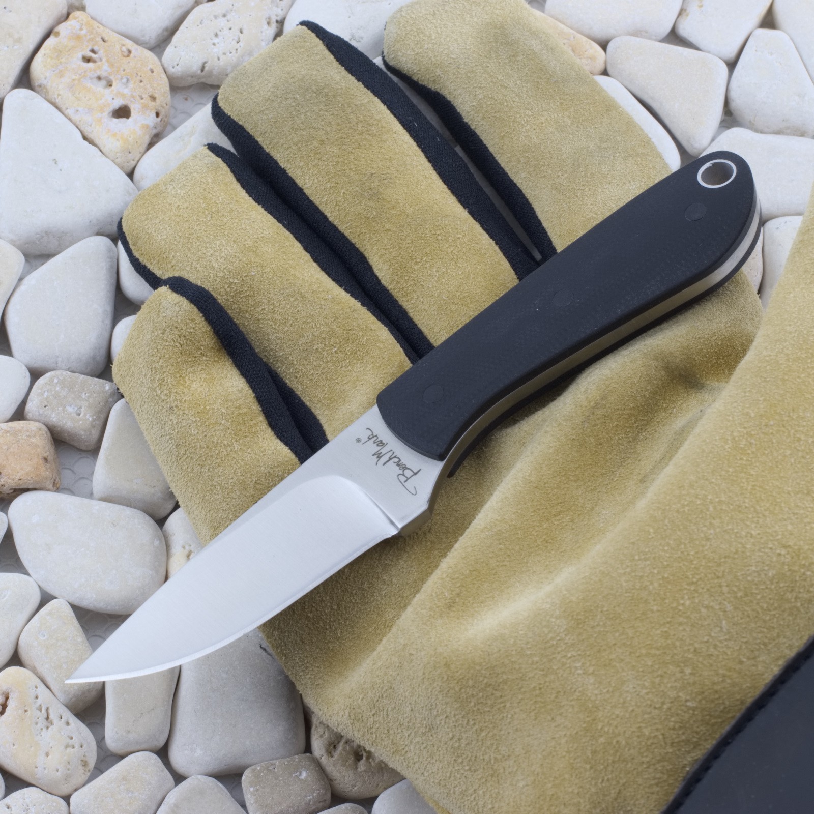 Benchmark Backpacker Fixed Blade Knife Black Micarta Full Tang 001 Sheath