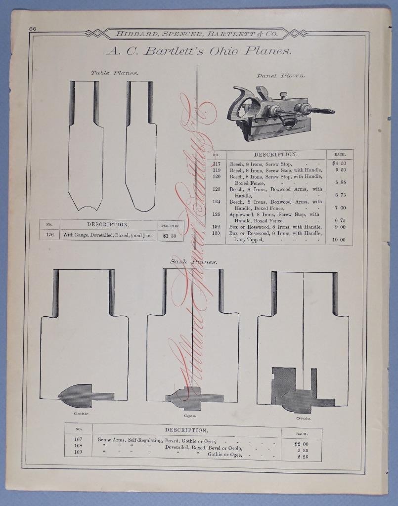 A C Bartlett's Ohio Planes 1885 Hibbard Spencer Bartlett Catalog page 66 FD3-E4