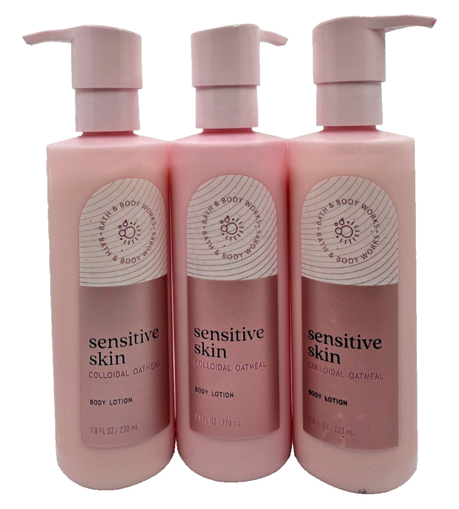 NEW Bath & Body Works Lot of 3 Sensitive Skin Colloidal Oatmeal Body Lotion 7.8