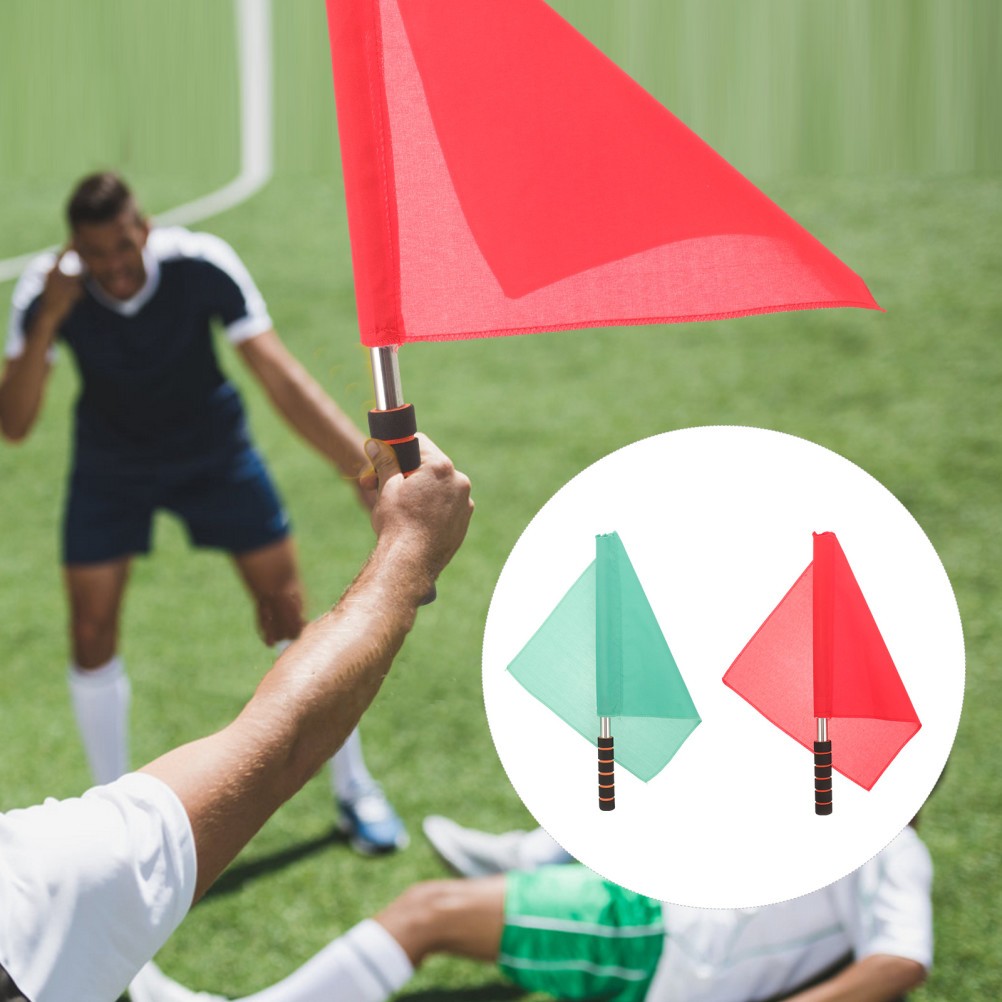 2 Pcs Assorted Color Referee Flags for Soccer Football Competition Signal Flags