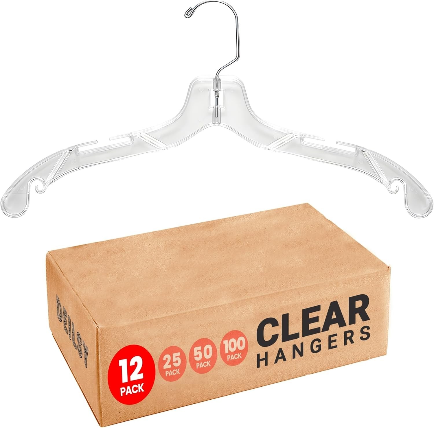 DEILSY™ Clear Plastic Hangers 12 Pack Durable Clothes Hanger for Wardrobe Organi