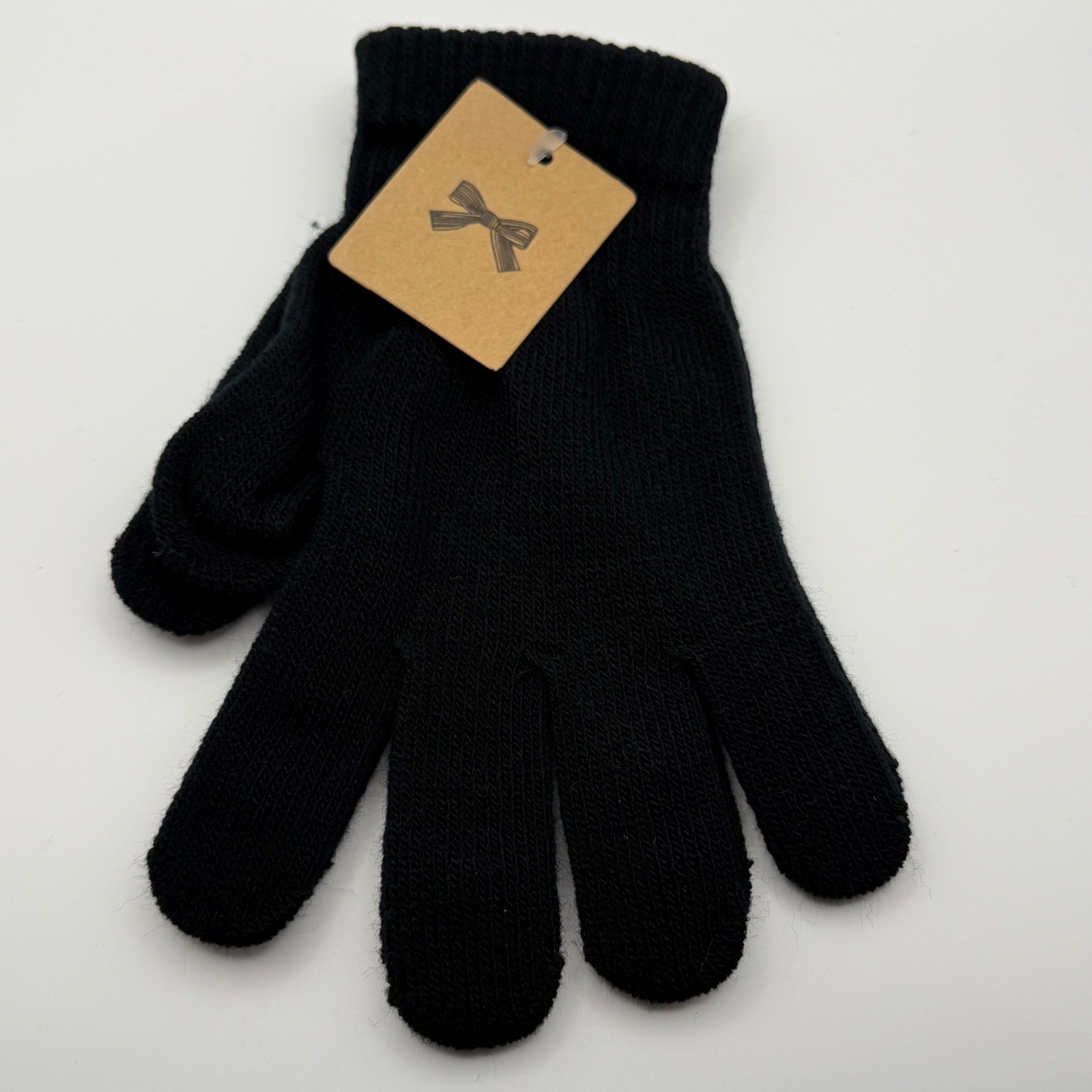 Black Knit Gloves For Men Women Winter Warm Fleece