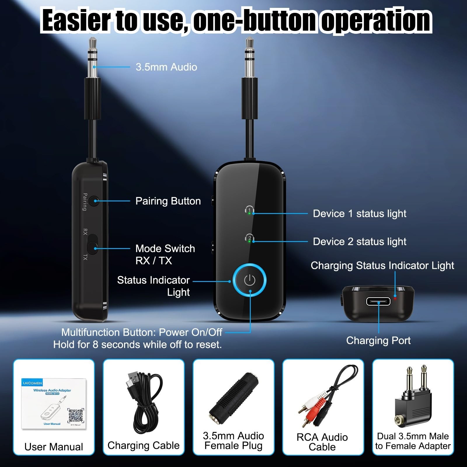 Premium Pro Bluetooth 5.4 Transmitter Receiver,Airplane Audio Adapter,Wireles...