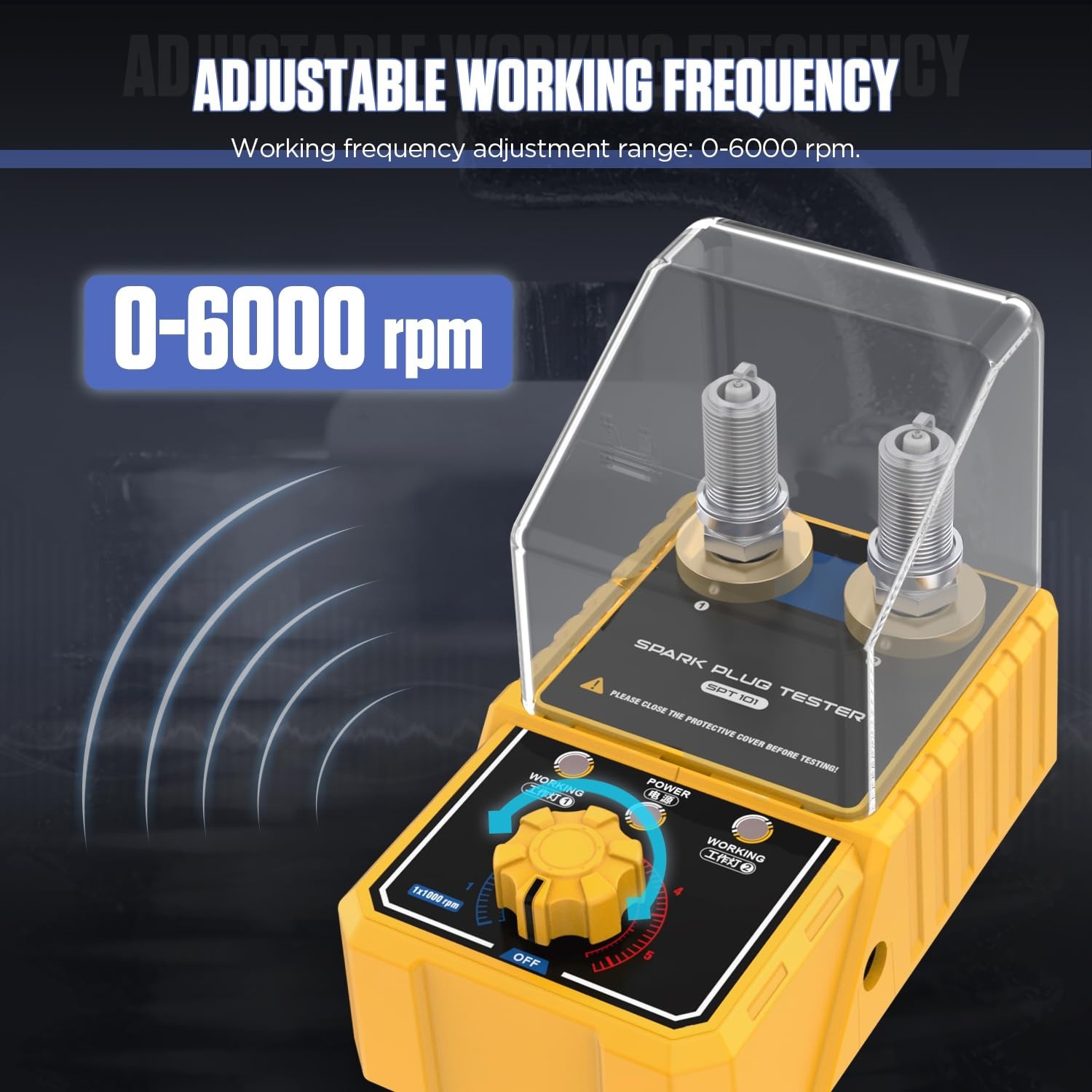 Automotive Spark Plug Tester - Adjustable Double Hole Ignition Analyzer 110V for