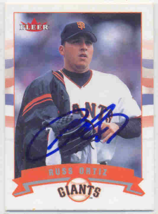 RUSS ORTIZ SAN FRANCISCO GIANTS SIGNED CARD DODGERS ATLANTA BRAVES DIAMONDBACKS